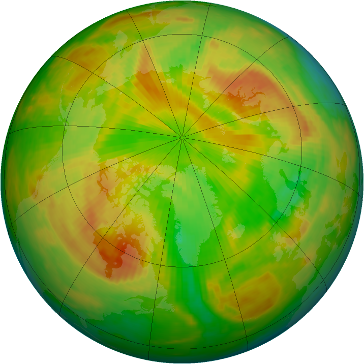 Arctic ozone map for 13 May 1990